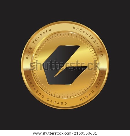 Ceek VR (CEEK) crypto currency token logo on gold coin black themed design. vector illustration for cryptocurrency symbols, icons, banner, poster, financial projects.