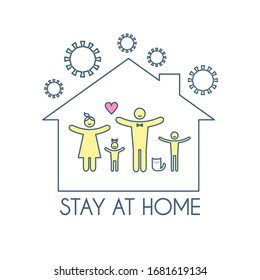 Ceep calm and stay at home. Corona virus quarantine agitation. Self-isolation.