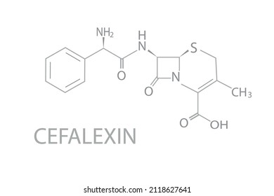 Cefalexin chemical molecular skeletal formula. Vector illustration.