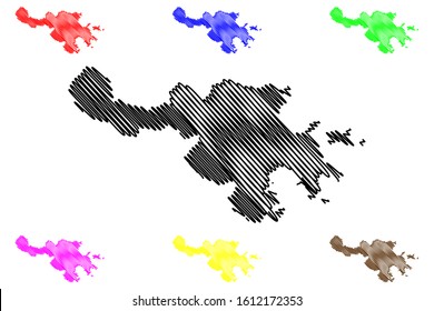 Ceiba municipality (Commonwealth of Puerto Rico, Porto Rico, PR, Unincorporated territories of the United States) map vector illustration, scribble sketch Ceiba map