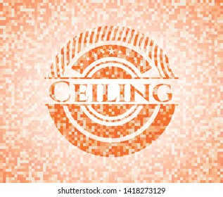 Ceiling abstract orange mosaic emblem