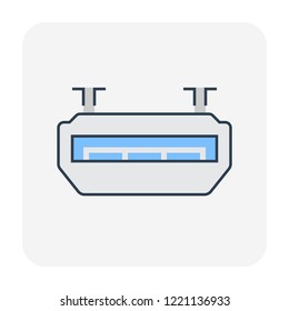 Ceiling air conditioner icon, editable stroke.