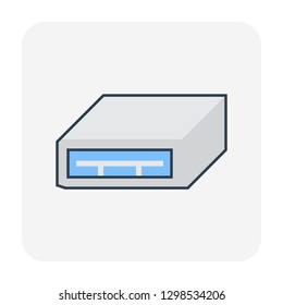 Ceiling air conditioner icon, editable stroke.