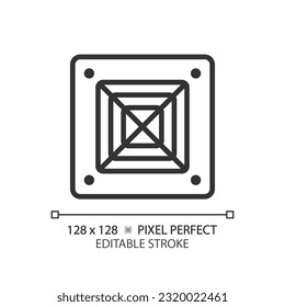 Ceiling air conditioning linear icon. Thermal comfort. Ac unit. Temperature control. Ventilation system. Thin line illustration. Contour symbol. Vector outline drawing. Editable stroke