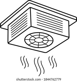 Ceiling air conditioning. Vector outline illustration.