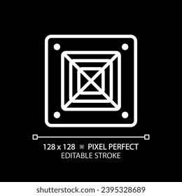 Ceiling air conditioning white linear icon for dark theme. Thermal comfort. Ac unit. Temperature control. Ventilation system. Thin line illustration. Isolated symbol for night mode. Editable stroke