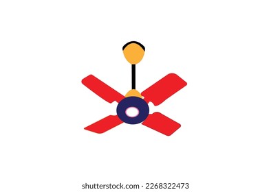 Ceiling air fan vector drawing ceiling fan on roof wall isolated white background. Animated 3D model. Vector sprite sheet. Ceiling fans for residence and office. Vector illustration.
