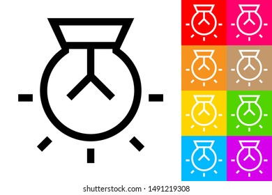 Ceiling Bulb. Line Icon With Different Color Background.