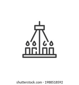 Ceiling candelabra line icon. linear style sign for mobile concept and web design. Chandelier with candles outline vector icon. Symbol, logo illustration. Vector graphics
