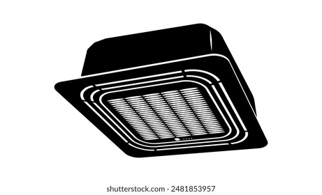 Ceiling Cassette Unit, black isolated silhouette