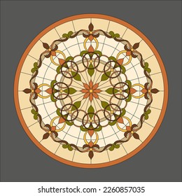 The ceiling is classic. Stained glass. Vector.