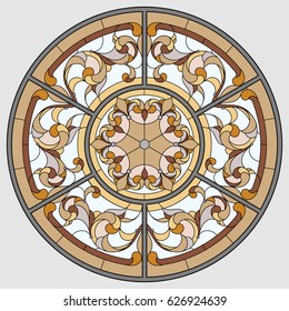 Ceiling classic - stained glass. Vector.