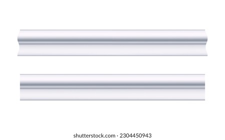 Deckenkornett. Weißes Formen. Kann verwendet werden, um jedes Interieur als künstlerisches Element auf Hauswänden, Decken, glatten Oberflächen. Realistische Vektorgrafik einzeln auf weißem Hintergrund.