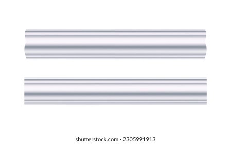 Ceiling cornice. White molding. Can be used to decorate any interior as an artistic element on house walls, ceilings, smooth surfaces. Realistic vector illustration isolated on white background.