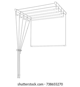 Ceiling dryer for clothes, isolated on white background