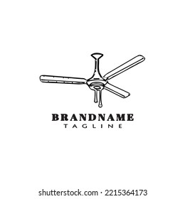 Ceiling Fan Cartoon Logo Design Template Icon Black Modern Isolated Vector Flat