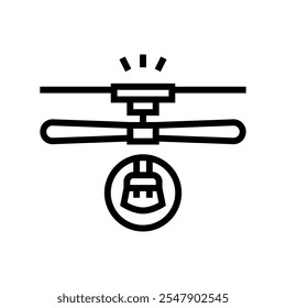vetor da linha de manutenção do ventilador do teto. vetor da linha de manutenção da casa de limpeza do ventilador do teto. símbolo de contorno isolado ilustração preta