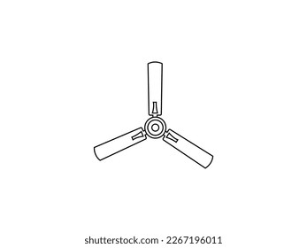 A ceiling fan icon design. black and white line art, fan vector illustration . Fan icon in outline style isolated on white background.Vector Illustration .