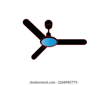 A ceiling fan icon design. Blank and wooden ceiling fan on white background. Electric fan icon. Exhaust fan icon color editable.