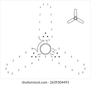 Ceiling Fan Icon Dot To Dot, Fan Icon, Electric Ceiling Fan Vector Art Illustration, Connect The Dots Puzzle Game