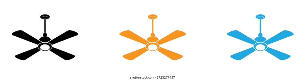 Icono de ventilador de techo. Elemento Del Icono Del Ventilador De Techo Para El Diseño. Conjunto de Vectores de iconos de ventilador de celda. Ventilador con aspas giratorias, refrigeración, ventilación o símbolo de flujo de aire.