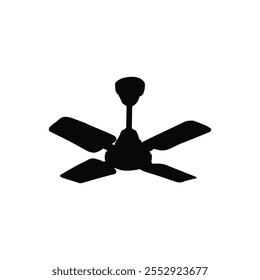 Ceiling fan icon for home cooling. Silhouette of a Ceiling fan isolated on white background.