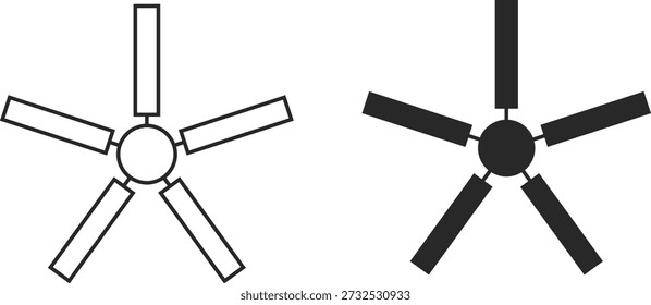 Ceiling Fan Icon Set. Home appliance symbols. Electrical equipment signs. Air circulation and comfort design. Electrical Appliance Icons