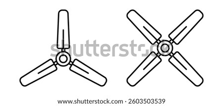 Ceiling fan icon vector set. Outline suspended fan symbol