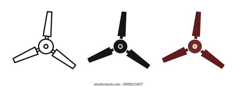Ceiling Fan Iconicon vector collection in outlined and solid style
