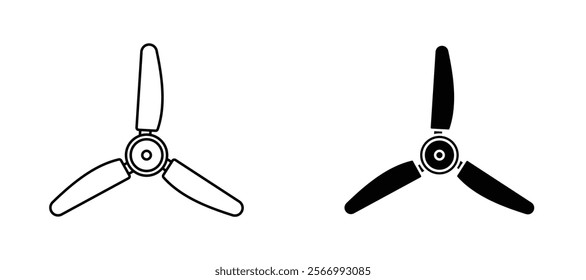 Ceiling fan icons in outline and fill. vector illustration for ui.