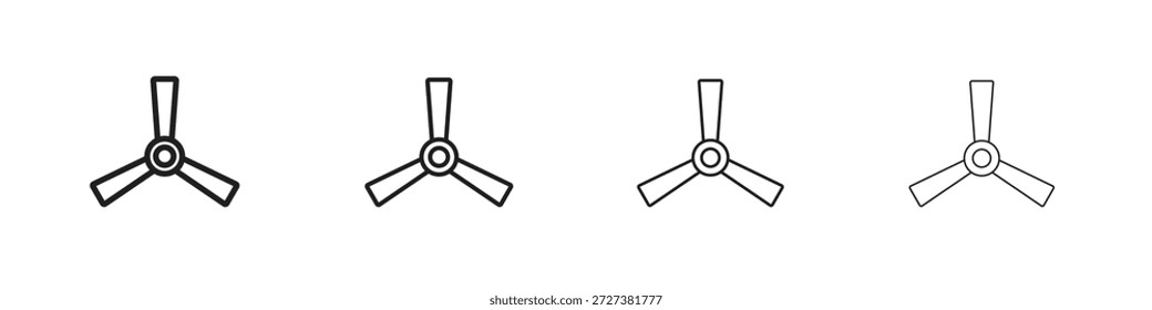 Ceiling fan icons Outline vector symbol sign