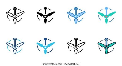 Los iconos del ventilador de techo establecen una colección de estilo múltiple. Trazo editable 
