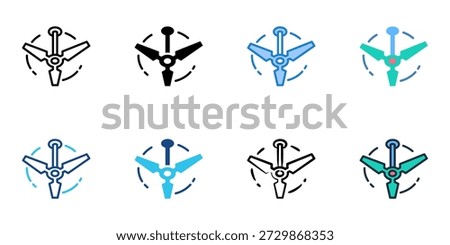 Ceiling fan icons set multiple style collection. Editable stroke 
