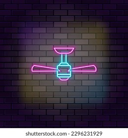 Deckenventilator Inneneinrichtung Symbol Ziegelwand und dunkler Hintergrund.