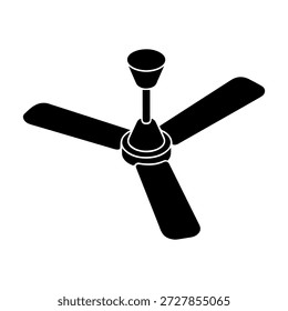 Ceiling fan Isometric view Silhouette. vector illustration Ideal for use as a, icon, web graphic design, and infographic concepts .