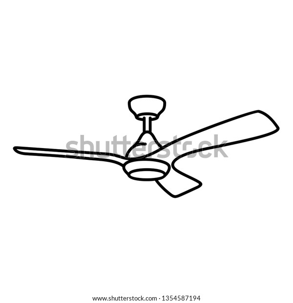 Ceiling Fan Light Vector Outline Icon Stock Vector Royalty