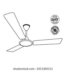 Ceiling Fan Line Art Drawing