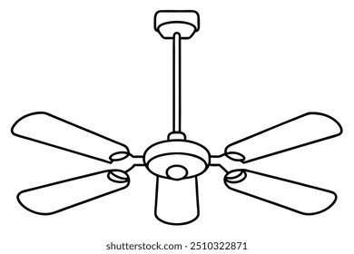 Vetor da arte da linha do ventilador do teto no fundo branco.