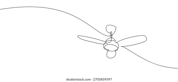 Ventilador de teto em uma linha contínua ilustração de vetor de uma linha.