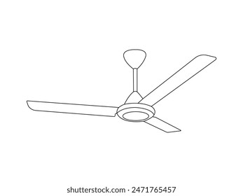 Icono de Contorno del Ventilador de Techo Vector. Ventilador de techo Contorno de fondo blanco aislado. Ilustración vectorial