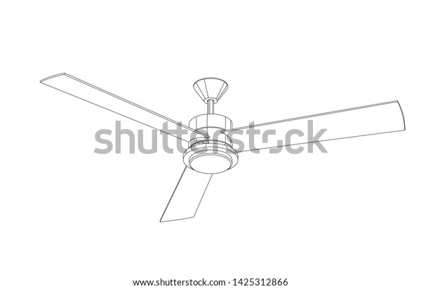 Ceiling Fan Outline Technical Drawing Vector Royalty Free