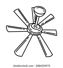 Ceiling fan Part of Furniture and Home Interior Hand Drawn Icon Set Vector.