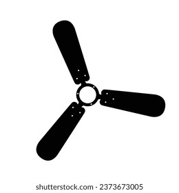 Ceiling Fan Silhouette. Black and White Icon Design Elements on Isolated White Background