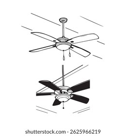 Ceiling fan silhouette icon vector illustration.