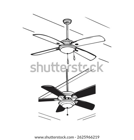 Ceiling fan silhouette icon vector illustration.