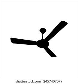 Ceiling fan silhouette isolated on white background. Ceiling fan icon vector illustration.