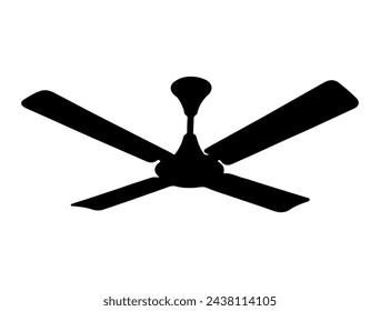Ceiling fan silhouette vector art white background