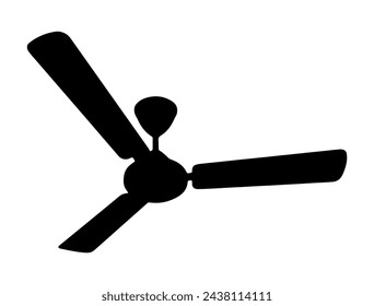 Ceiling fan silhouette vector art white background
