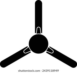 Ceiling fan silhouette vector art white background