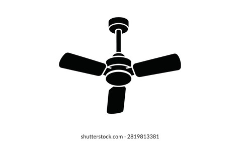 Ceiling fan with three blades black silhouette